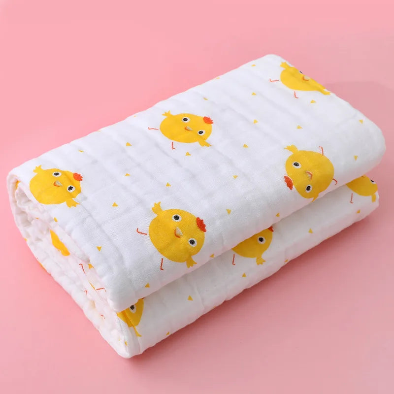 Baby Bath Towel 4-Layer Gauze Cotton Newborn Cartoon Washcloth Blanket Swaddle Blanket for Boy Girl Infant Bath Towel 70 * 90cm