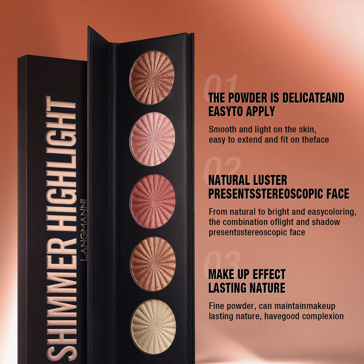 Highlighting and Contouring Palette 5 Colours All-in-One Makeup Palette Stereoscopic Natural Highlighting Makeup Palette