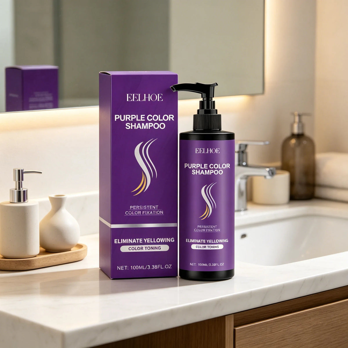 EELHOE Purple Shampoo Removing Yellowing Moisturizing Anti-Fading Hairs After Bleach Repair Dry Color Correcting Hairs Mask Set