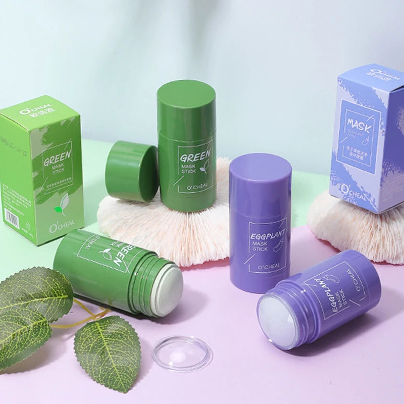 Ocheal Mask Green Tea Bamboo Charcoal Solid Facial Mask Cleansing Stick Deep Cleansing Pores, Removes Blackheads, Controls Oil, Moisturizes and Hydrates, Smear-On Mud Mask for Men and Women