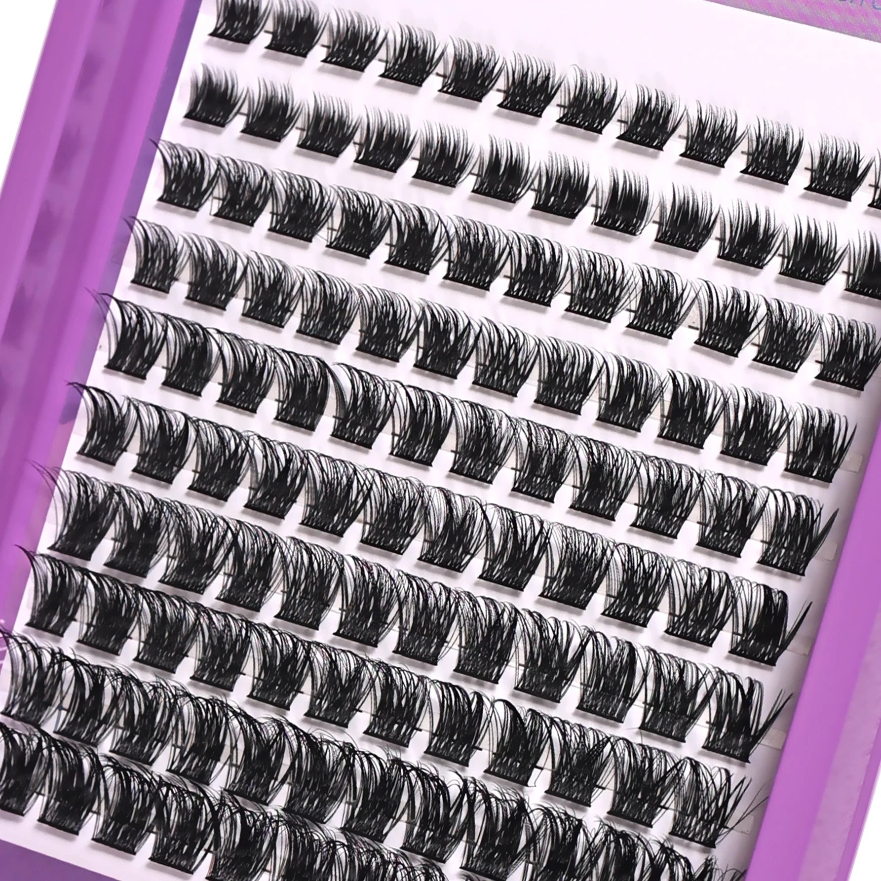 D Curl Fluffy Cluster Lashes Natural Look DIY Eyelash Extensions Kit with Lash Bond, Seal and Lash Tweezers