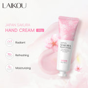 LAIKOU Sakura Hand Cream Hydrating Moisturizing Nourishing Smoothing Brightening Repairing Non‑Greasy For Dry Rough Skin 30g