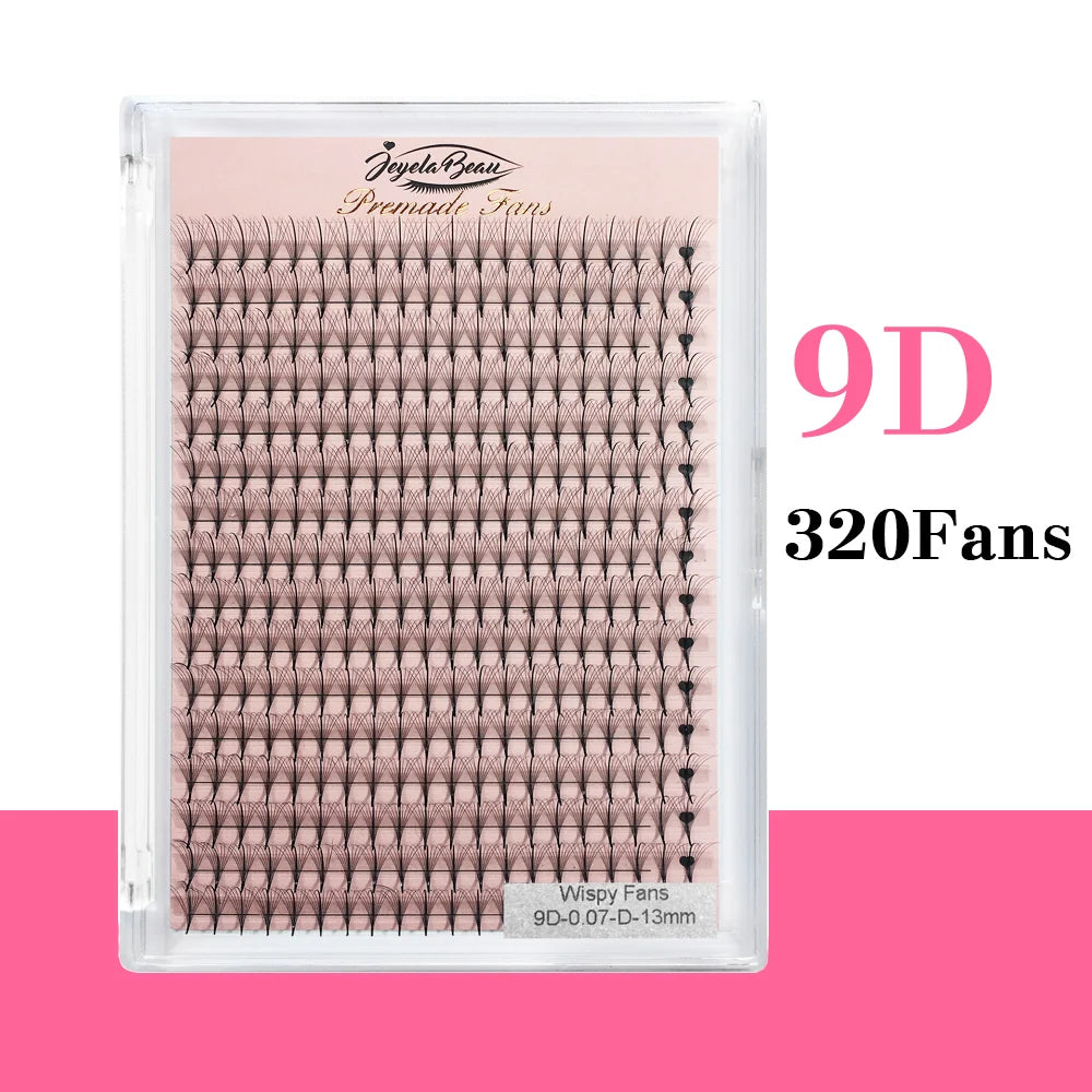 Goddess 9D/13D Premade Wispy Fan Lashes Russia Volume Fans Eyelash Extension Individual Sandwich Faux Mink Eyelashes  Cluster