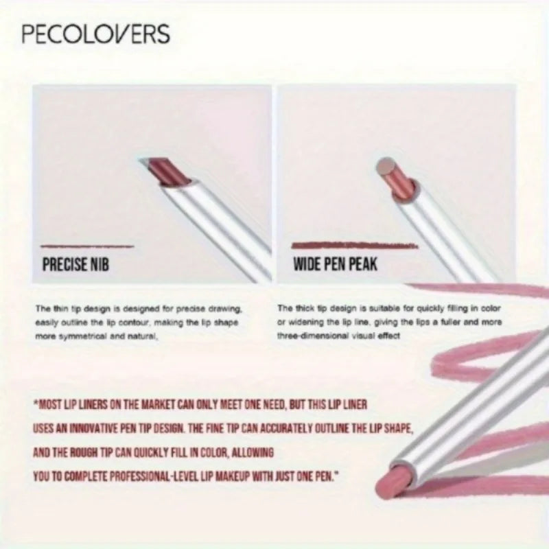 Long Lasting Velvety Lip Liner &Eyeliner Waterproof Sweatproof Dual-Purpose Easy Glide Nude Lipstick Pen Makeup Tool