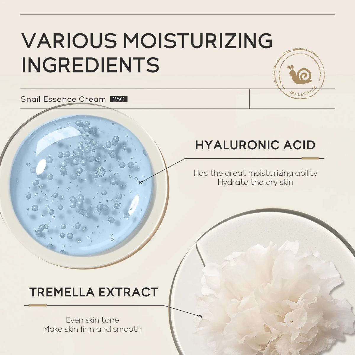 LAIKOU Snail Face Cream Hyaluronic Acid Moisturizer Reduce Wrinkle Cream Collagen Nourishing Serum Day Cream for Face