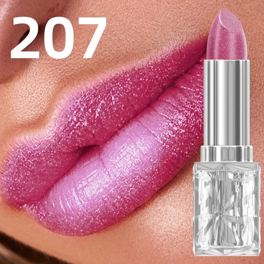 7 Colors Sparkling Metallic Finish Lipstick Hydrating Red Pink Glitter Lip Tint Shine Lip Color Highly Pigmented Lip Makeup Gift