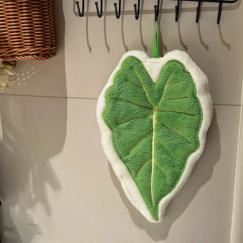 Leaf Hand Towel Bathroom Accessories Absorbent Kitchen Towel Soft Towel Hanging Towels Handkerchief Towels Home Wash Hand Towels