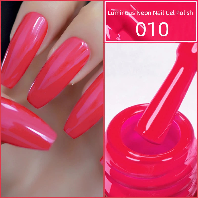 15ml Neon Luminous Gel Nail Gel Polish UV Soak off Lacquer Varnishes Summer Candy Hot Pink Green Yellow Nails Art