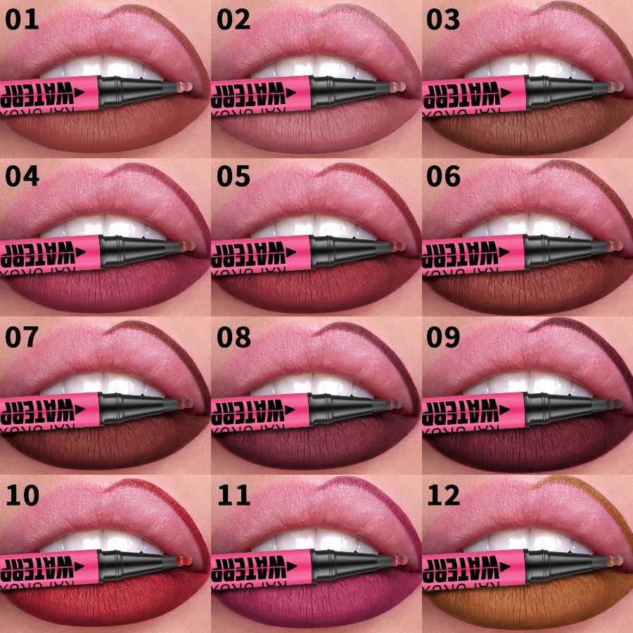 1PC Liquid Matte12-Color Lipliner Pencil Waterproof Plumping Stain Lipstick Natural Lip Liner Outline Lips Contour Makeup