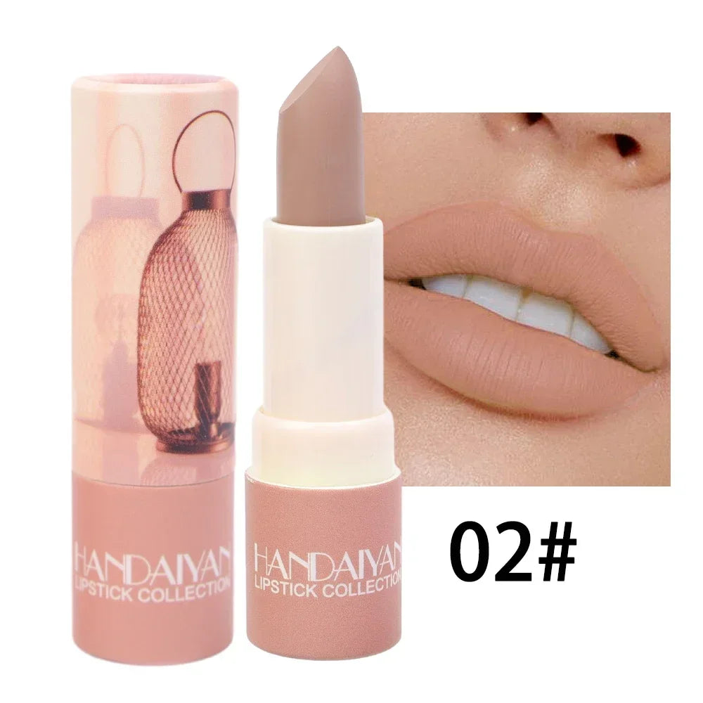 Waterproof Nude Lipstick 8 Colors Non-Stick Cup Velvet Moisture Matte Lip Tint Professional Lasting Velvet Lips Makeup Cosmetic