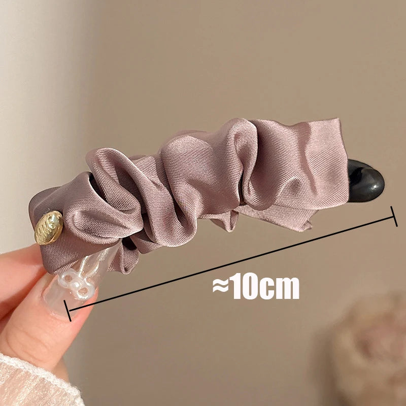 Korean Elegant Solid Fold Satin Banana Hair Clip For Women Girls Sweet Hair Ornament Hairpin Barrette Fashion Hair Accessories