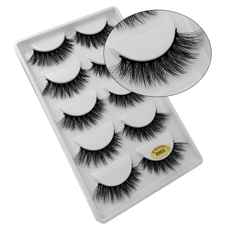 3/5 Pairs 3D Faux Mink Hair Soft Eyelashes Natural Thick Long False Eyelashes Dramatic Fake Lashes Handmade Eyelashes Faux Cils