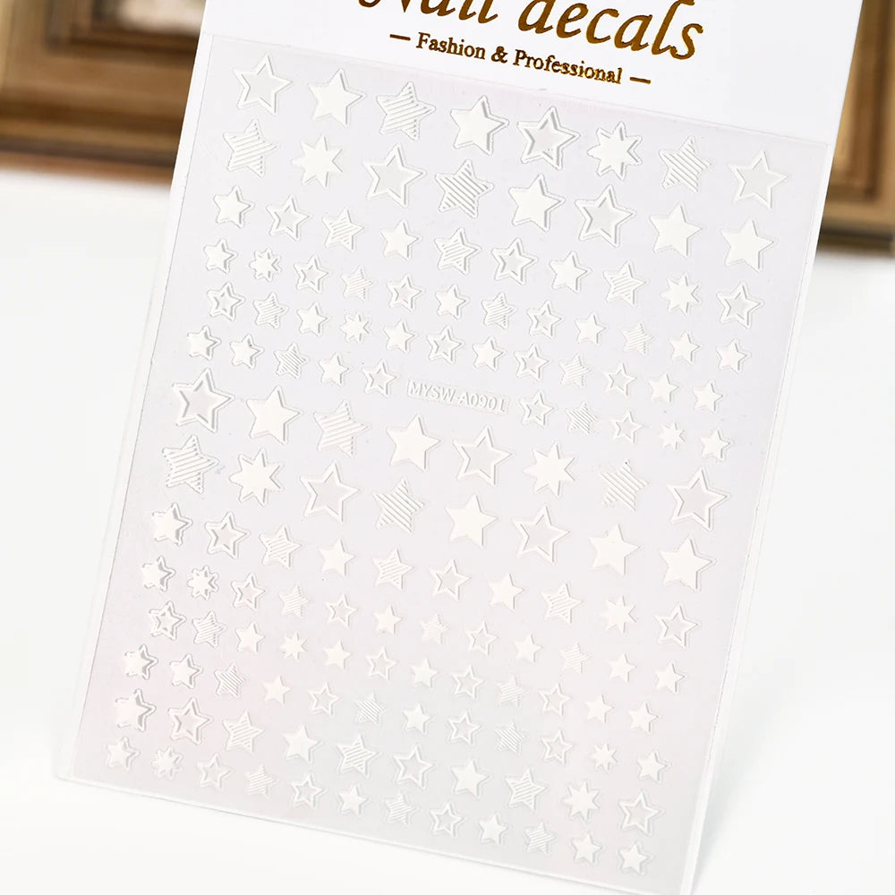 1pcs Star-Themed Nail Art Stickers 3D Self-Adhesive Plastic Decals With Glitter Finish Anime Rectangle Shape Ideal For DIY Nails