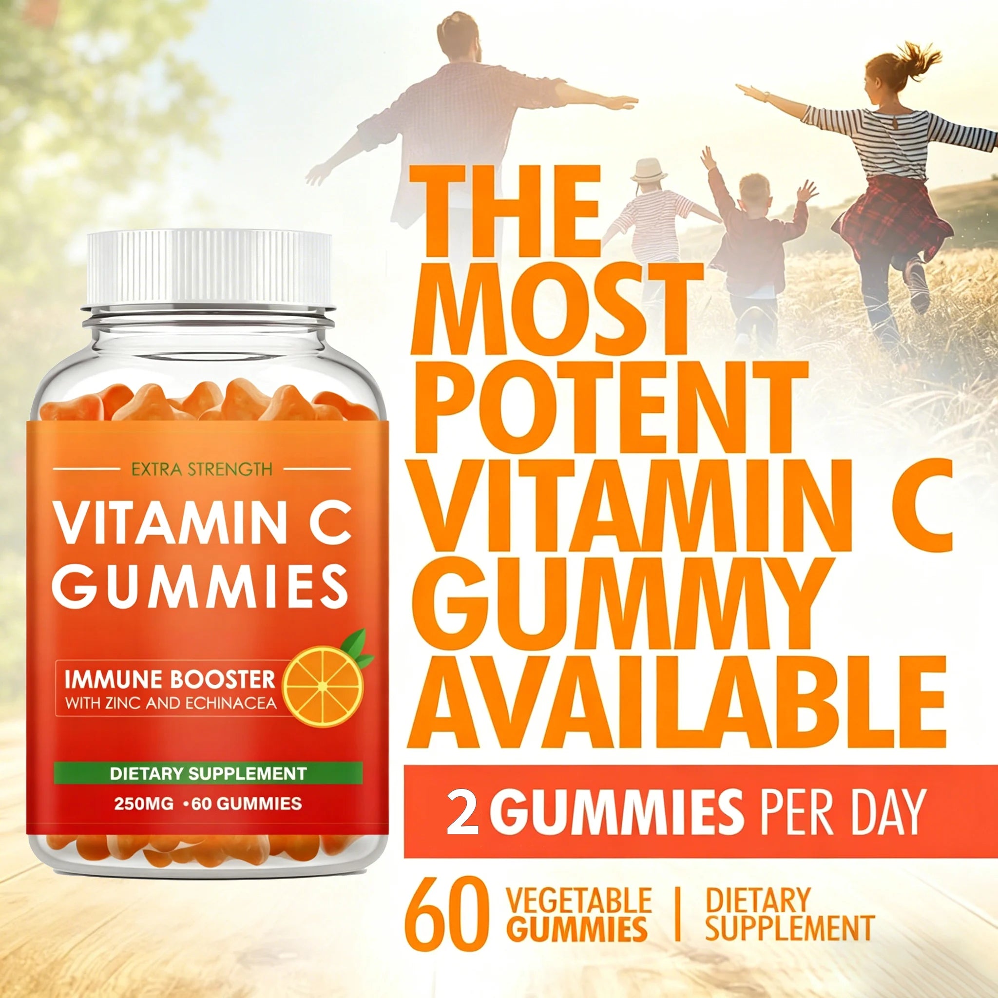 Vitamin C Supplement- Powerful Antioxidant Properties That Support Energy Production, Immunity and Skin Collagen - 60 Gummies