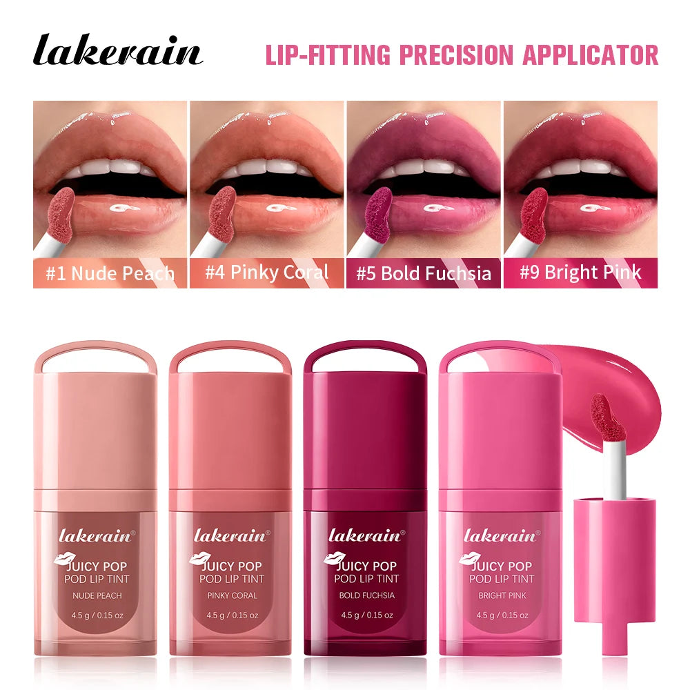 Juicy Box Shape Lip Tint Gloss Moisturizing Lightweight & Non-Sticky Lip Staion Long-Lasting High Shine Finish Lips Makeup
