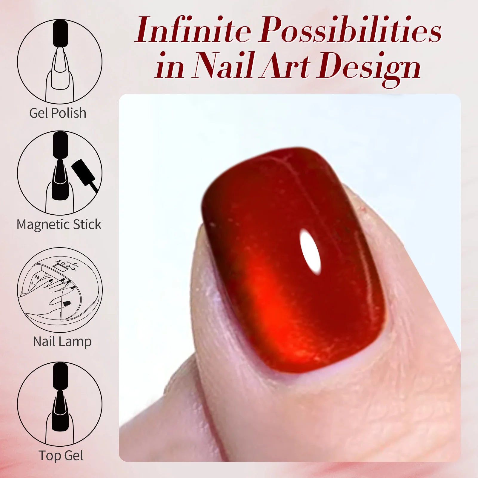 BORN PRETTY 15ml Red Cat Magnetic Gel Nail Polish Gold Glitter Shine Soak Off UV Gel Nail Art Varnish NailSupplies