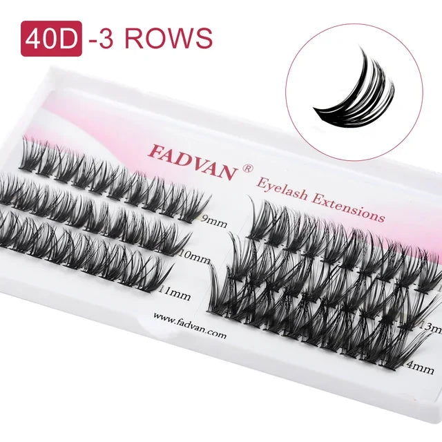 Fadvan Individual Cluster Lashes Faux Mink Premade Volume Fan Eyelash Extension Heat Bonded Cluster Lash Self-grafting Supplies