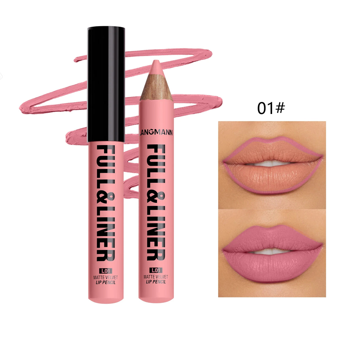 Matte Lip Liner, Lipstick, Wooden Pen Can Be Cut, Lip Liner Lasts for A Long Time,Does Not Stick To The Cup,Does Not Fade