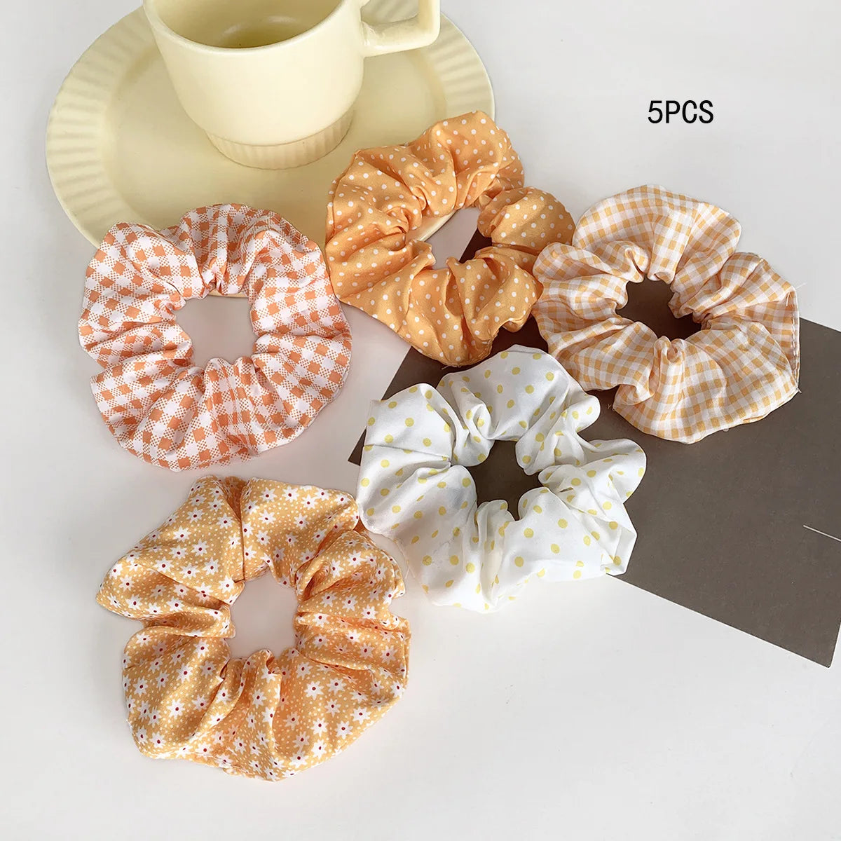 5Pcs Polka Dot Print Scrunchie Elegant Scrunchies Hair Ties Scrunchy Hair Ties