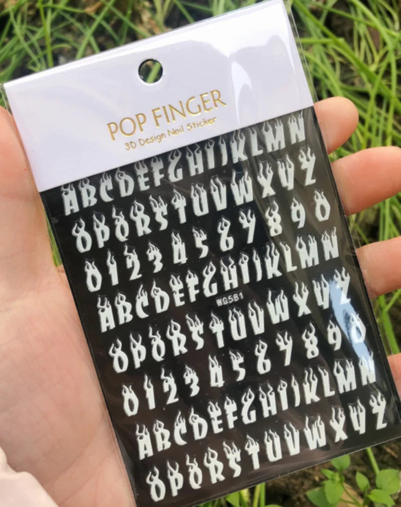 New Roman 26 English Alphabet Number 3D Self-adhesive Nail Art Decal Sticker Word Small Letter Nail Tattoos Decal Stickers