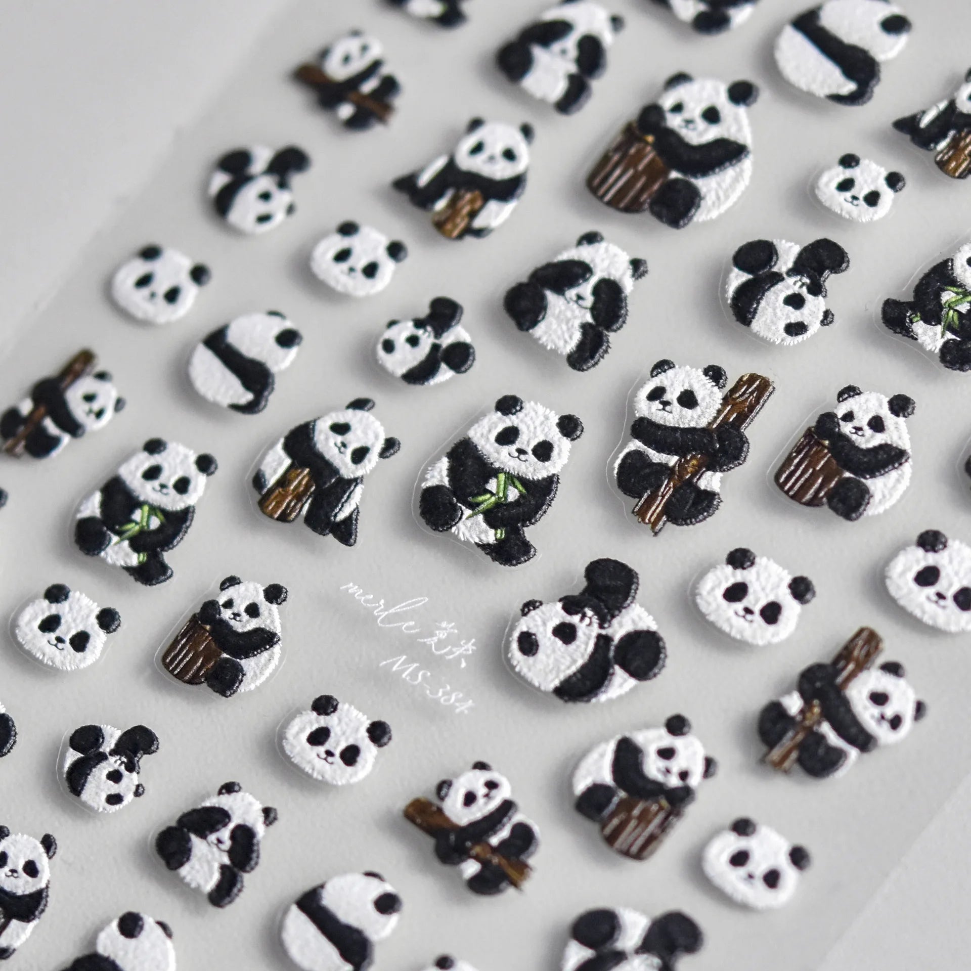 1pcs 5D Embossed Chinese Bamboo Panda Design Nail Art Kawaii Stickers Self-adhesive Transfer Nail Decorations Slider Decals DIY