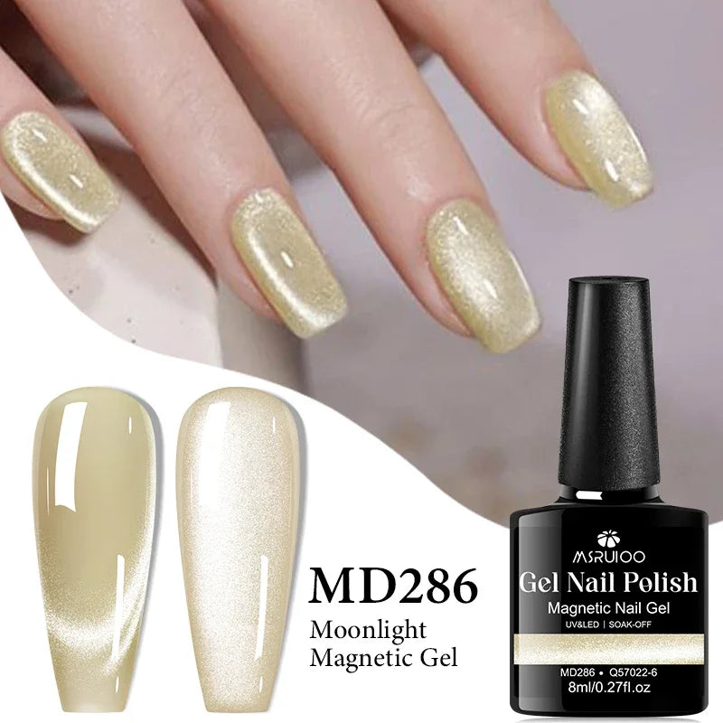8ml Moonlight Cat Magnetic Gel Nail Polish Pink Silver Glitter Semi Permanent UV Gel Varnish Soak Off Nail Supplies Manicure