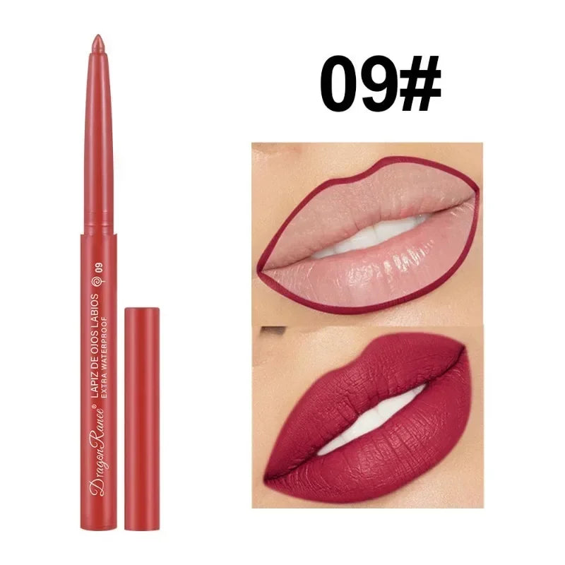 Waterproof Matte Lipliner Pencil Sexy Red Contour Lip Tint Lip Stick Lasting Moisturising Non-stick Cup Lips Makeup 12Colors