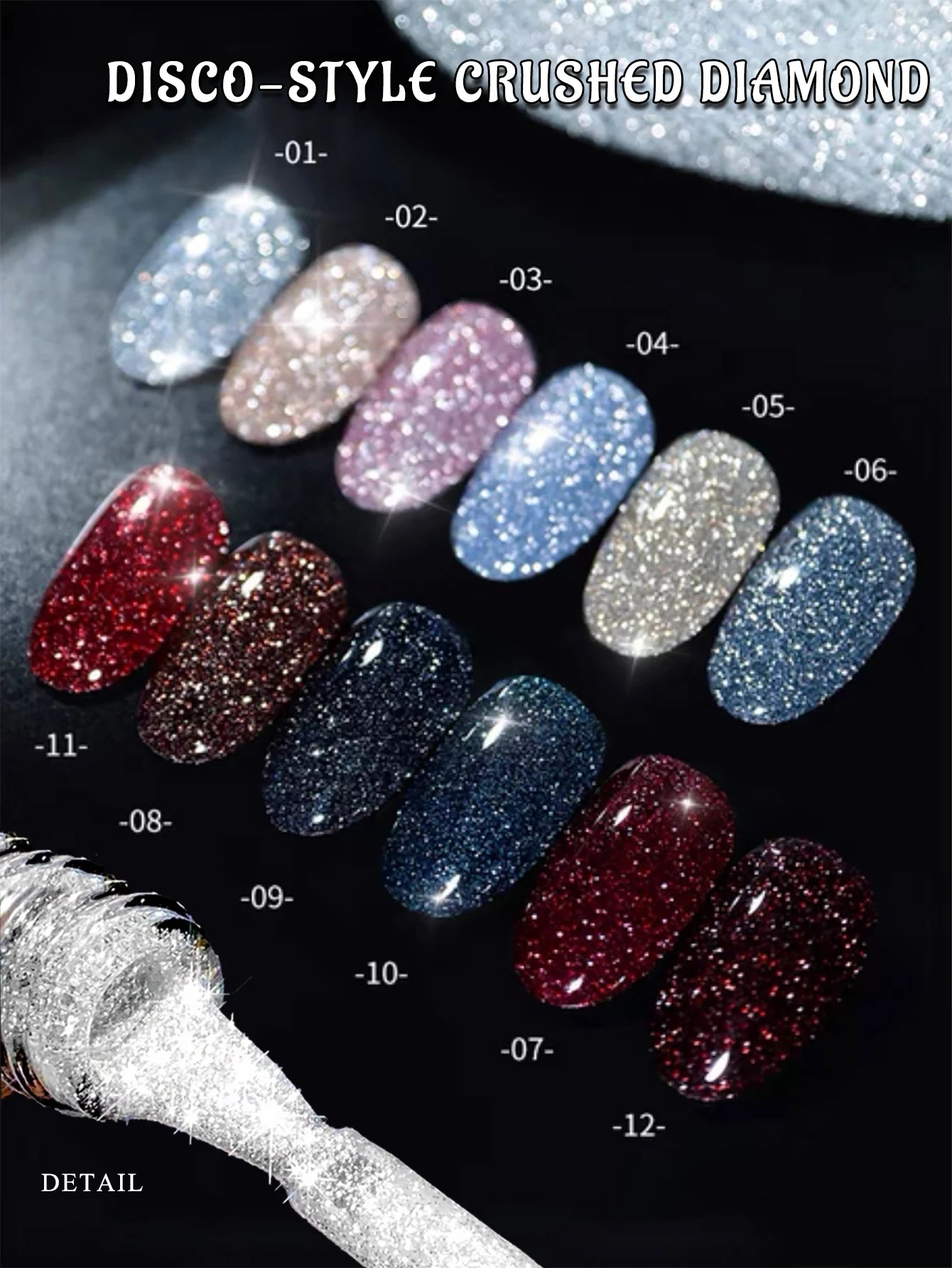 MIANEL 12ML Rock Sugar Crushed Diamond Gel Nail Polish Pink Glitter Nail Polish Top Selling Pink Nails Summer Nails 1-12pcs