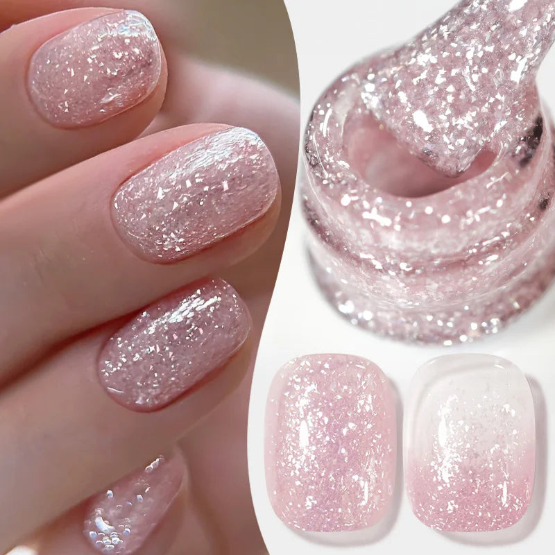BORN PRETTY 10ml Fluttering Flakes Jelly Gel Polish Semi Permanent Soak Off UV Gel Nail Art Manicure Nail Supplies Vernis