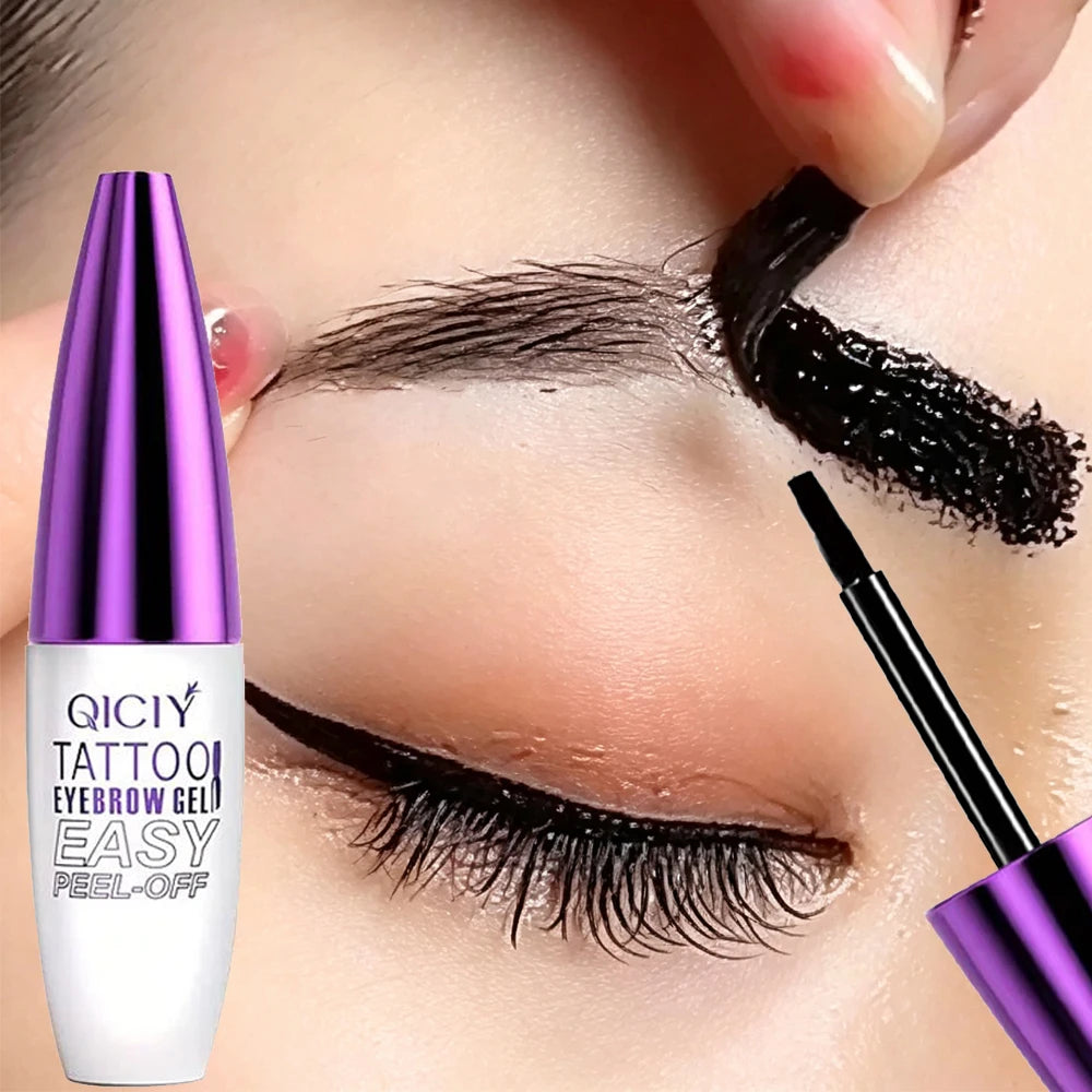 Waterproof Peel-off Eyebrow Tint Gel Black Long Lasting Film Forming Eyebrow Dye Cream Natural Eyebrow Makeup Semi-permanent