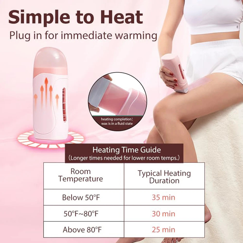 Unisex Roller Wax Roll on Depilatory Wax Cream Hair Removal Wax Heater Equipment Tool Heater Waxing Hot Cartridge Waxing Kit