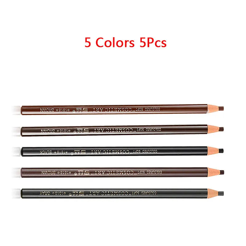 5Pcs Long Lasting Eyebrow Pencil Waterproof Tattoo Pen Eyeliner Black Brown Gray Natural Pull Eye Brow Enhancers Cosmetics Tool