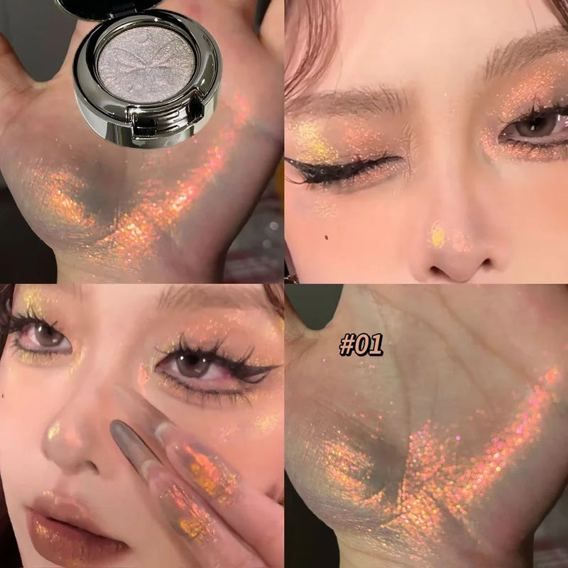 3D Butterfly Embossing Chameleon Eyeshadow Monochrome High-pigment Metallic Gradient  Shiny Glitter Blue Highlighter Eyes Makeup