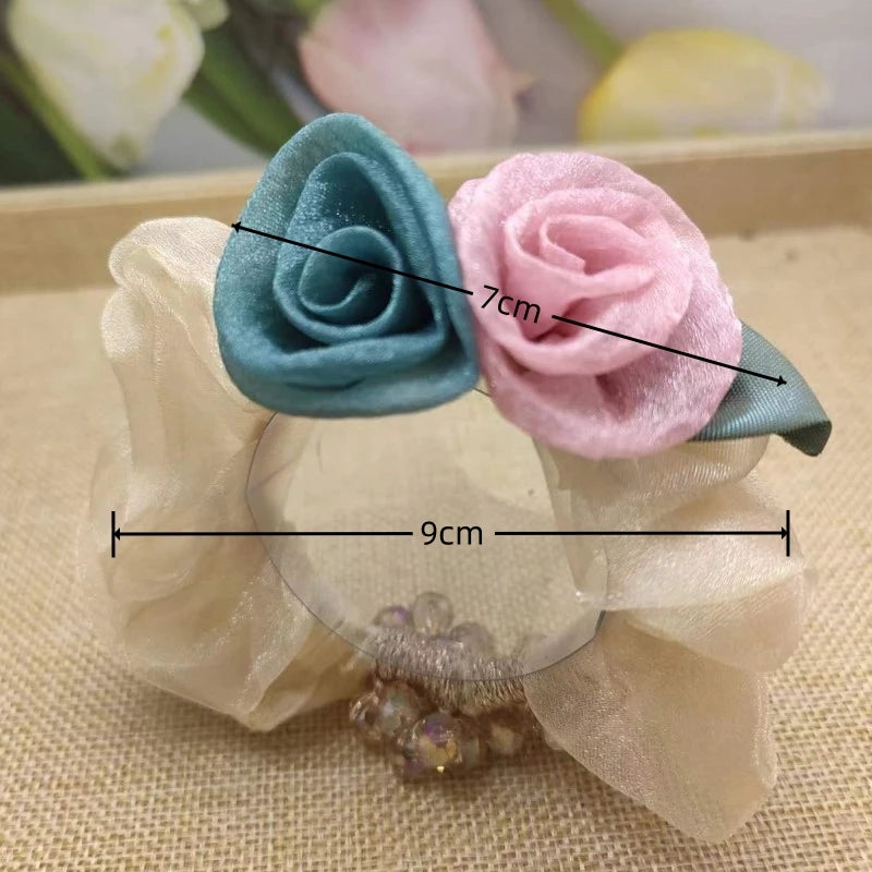 Women Lace Hair Scrunchies  Bow Hair Fantaisie Tie High Elasticity