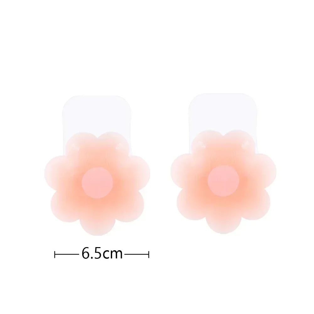 Reusable Women Breast Petals Lift Silicone Nipple Cover Invisible Petal Adhesive Strapless Backless Stick on Bra Breast Stickers