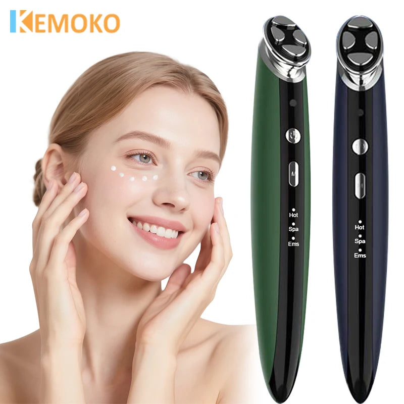 Electric Eye Massager EMS Microcurrent Lifting Wand Eye Wrinkles Remove Dark Circles Removal Hot Vibration Eyes Cream Infusion