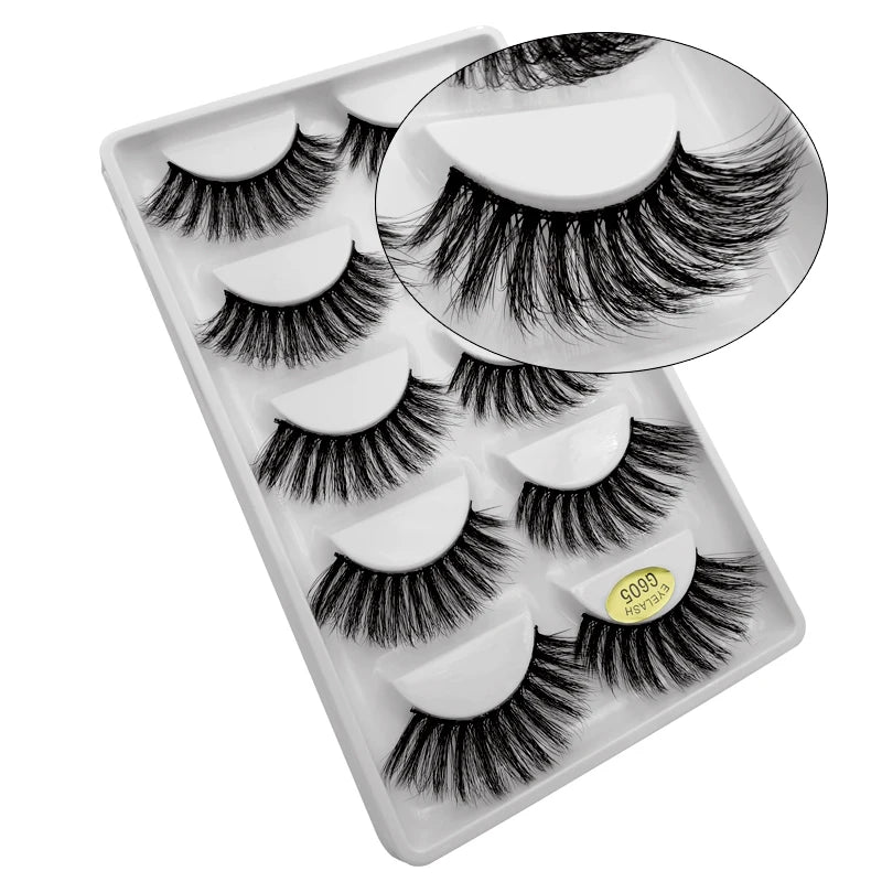 3/5 Pairs 3D Faux Mink Hair Soft Eyelashes Natural Thick Long False Eyelashes Dramatic Fake Lashes Handmade Eyelashes Faux Cils