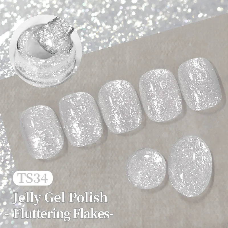 BORN PRETTY 10ml Fluttering Flakes Jelly Gel Polish Semi Permanent Soak Off UV Gel Nail Art Manicure Nail Supplies Vernis
