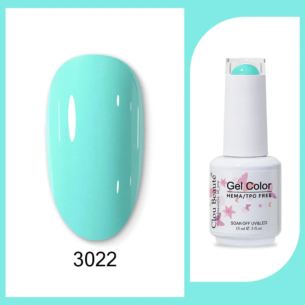 Clou Beaute 15ml Red Black White Green Neon Gel Nail Polish Base Top Coat Velvet Top 400 Colors Semi Permanent Gel Nail Varnish
