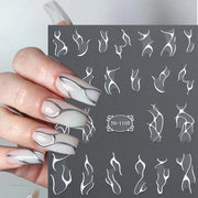 Nail Stickers 3D  Metal Line Sliver Gold Thorns Vine Curve Stripe Lines Tape Swirl Sliders Manicure Adhesive Gel Nail Art Decals