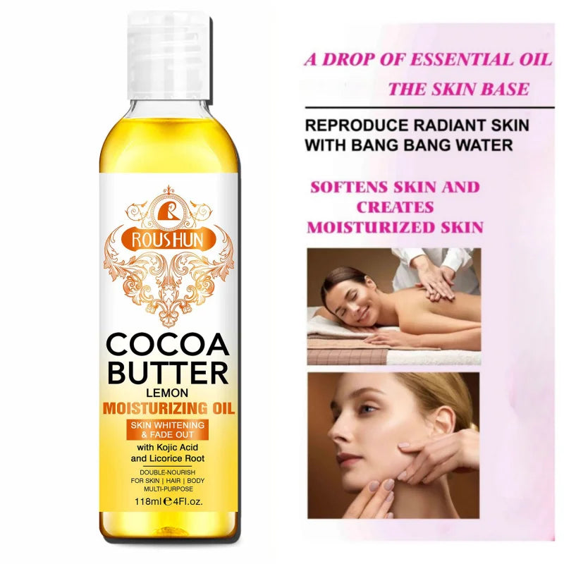 118ML Cocoa Butter Body Oil Skin Care Oil Moisturizes and Nourishes Skin Large Capacity Full Body Essential Oil