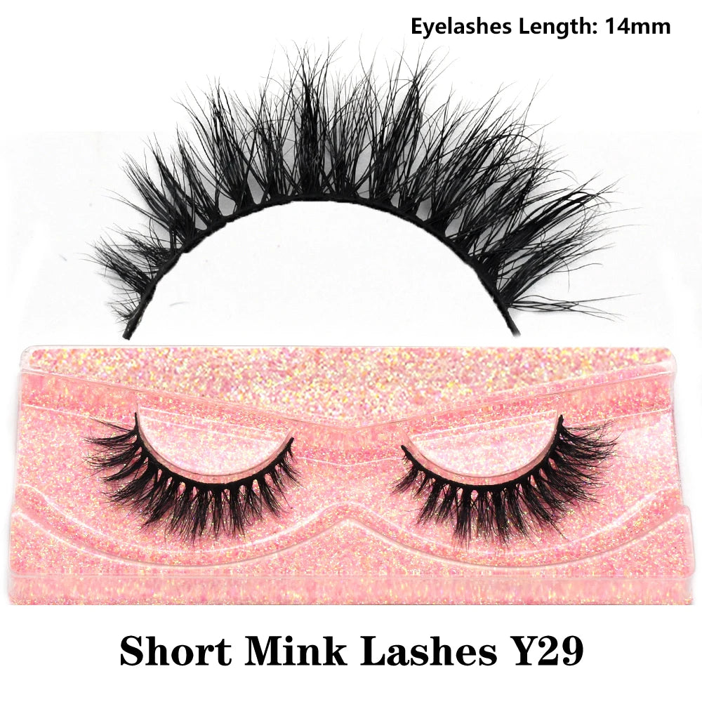 FOXESJI Real Mink Fluffy Short Eye Lashes Extension Wispy Soft Natural Short False Eyelashes Daily Wear Full Strip Lashes Makeup