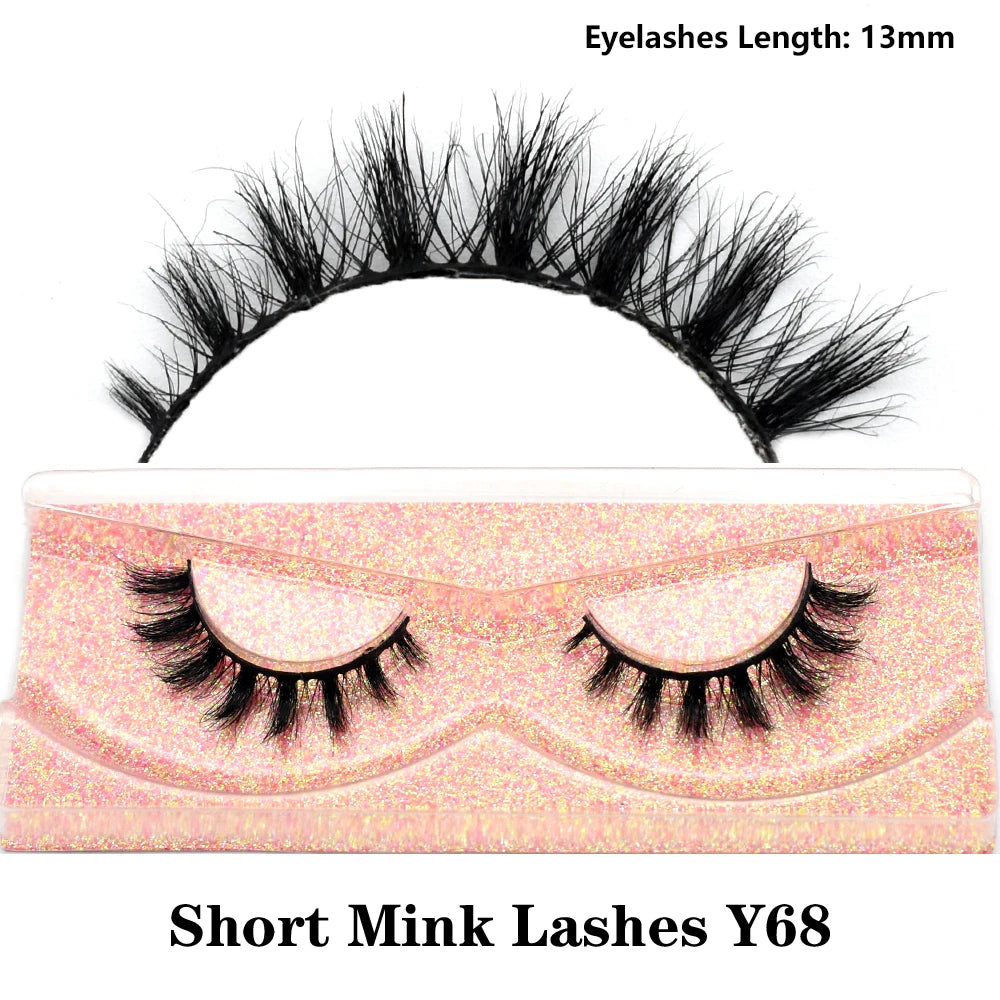 FOXESJI Real Mink Fluffy Short Eye Lashes Extension Wispy Soft Natural Short False Eyelashes Daily Wear Full Strip Lashes Makeup