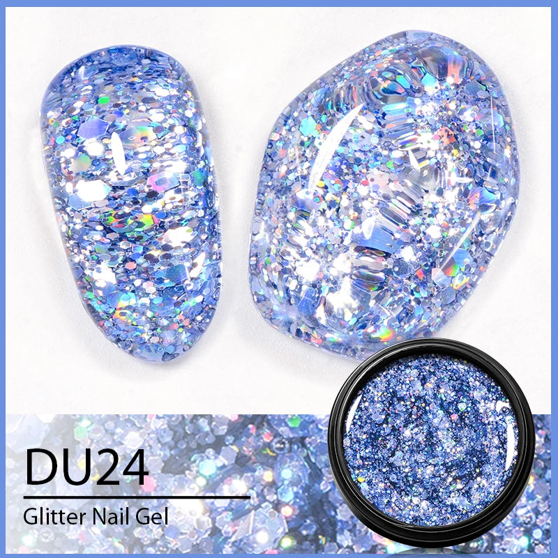8ML Glitter Gel Nail Polish Shining Mineral Sequins Soak Off UV LED Nail Gel Semi Permanent Nail Art Supplies for Manicure