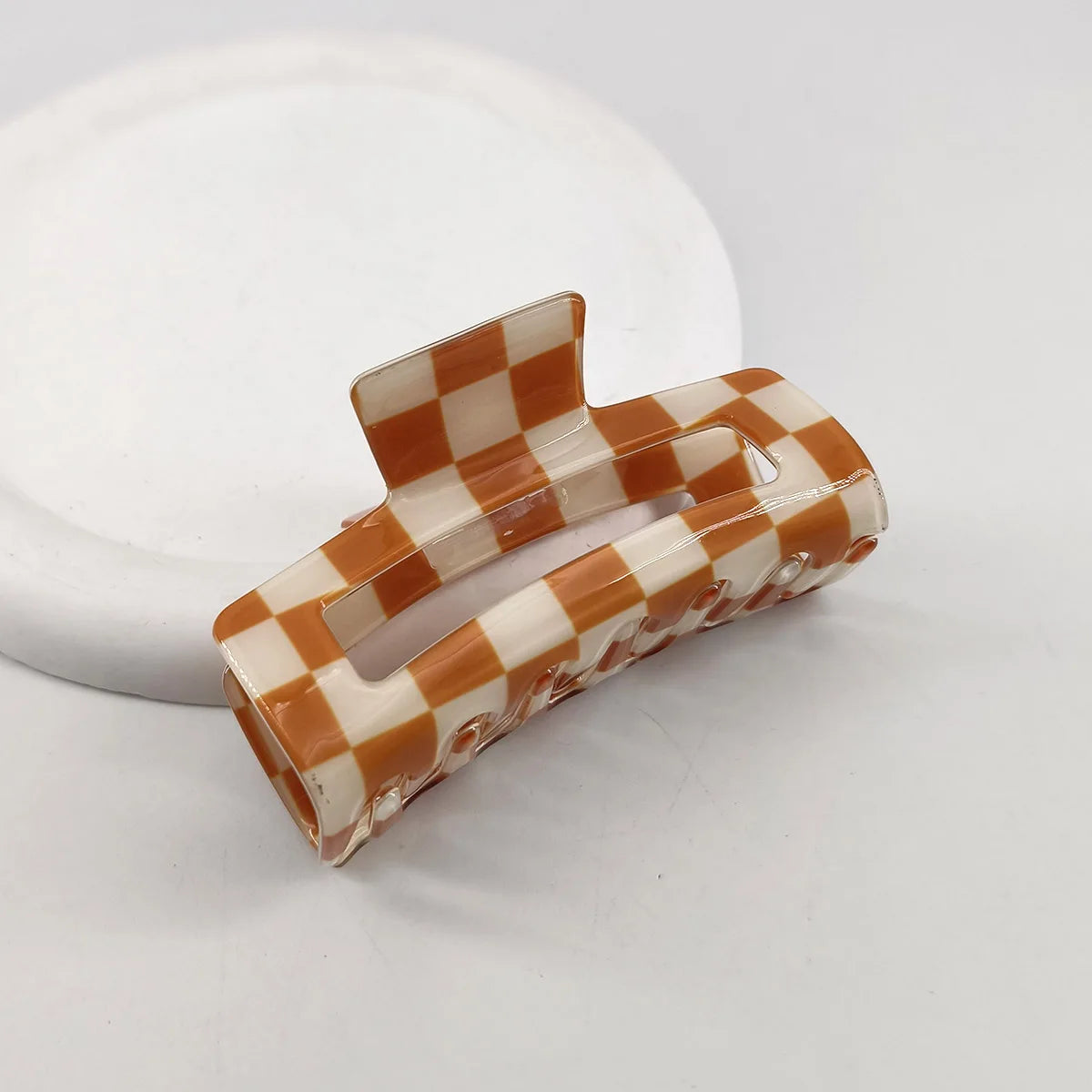 1/6 PCS Colorful Checkered Rectangle Hair Claw Clips For Women Girls Fashion Hair Clips For Styling Claw Clamps Hair Accessories