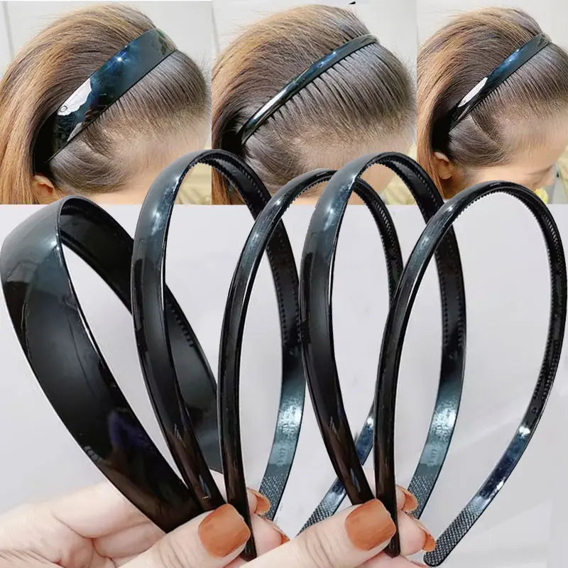 Simple Black Headband for Men Versatile with Teeth Anti Slip Headband for Pressed Hair Women's Facial Hair Clip