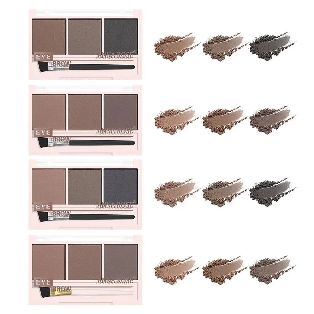 ANNA ROSE 3-In-1 Eyebrow Powder Palette With Enhancer Brush Natural Long-Lasting Shaping Sweat-proof Waterproof Makeup