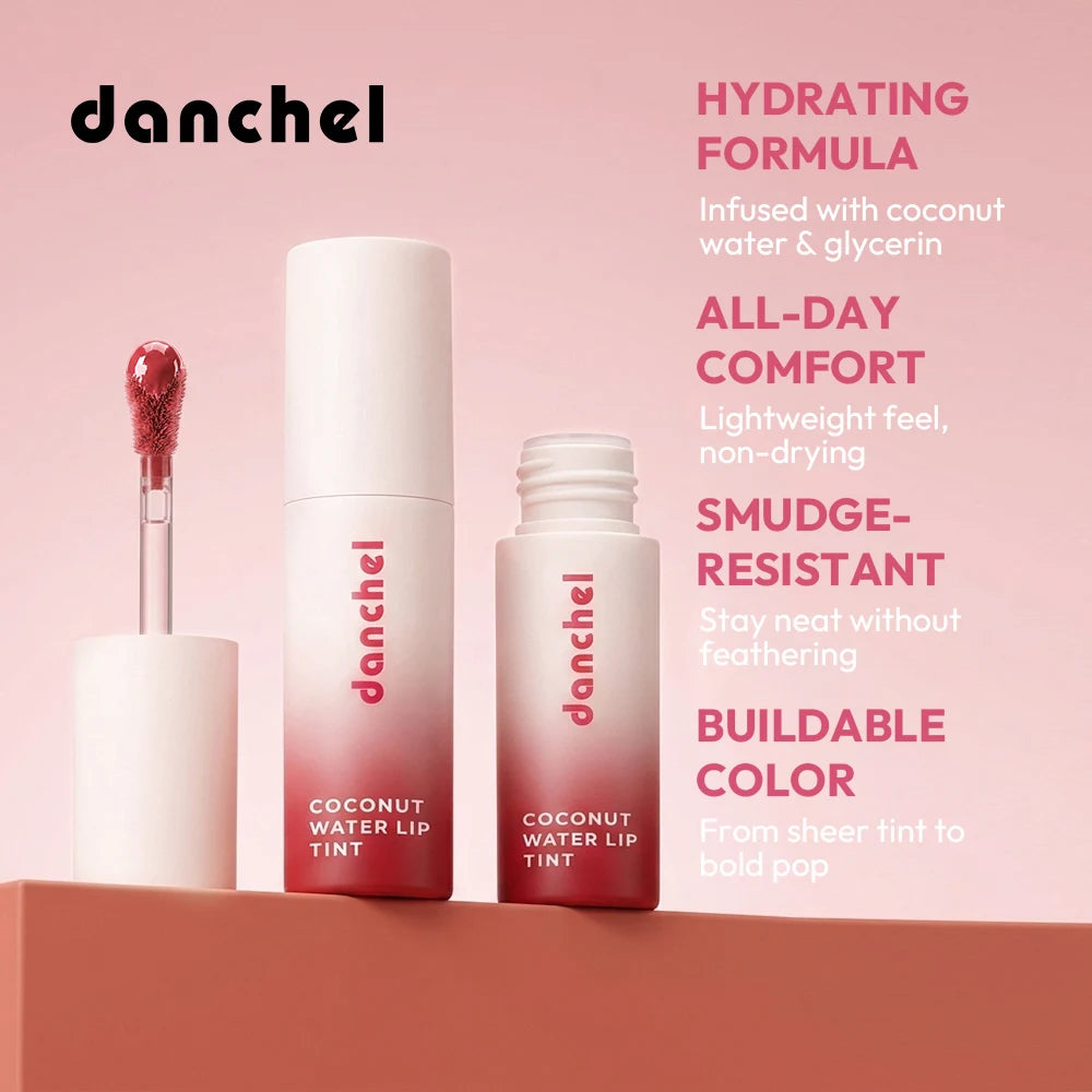 Coconut Water Lip Tint Long-lasting Hydration Flawless Full Color Glossy Finish Non-Sticky Waterproof Smudge-Resistant Lip Tint