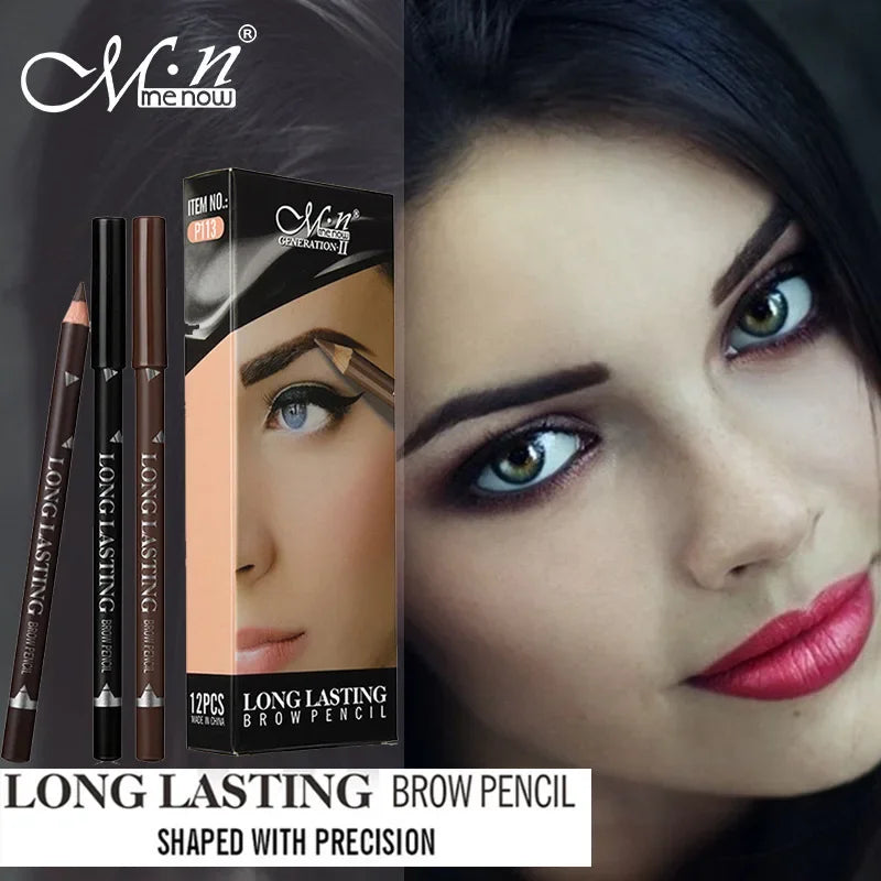 6pcs MENOW 3 Colors Long Lasting Waterproof Eyebrow Pencils Double Use Wooden Pole Eyeliner Permanent Makeup Tattoo Accessories