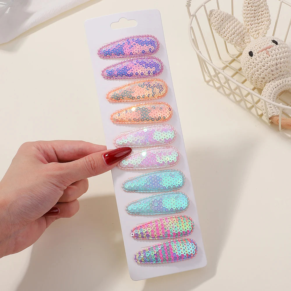10Pcs/Lot Fresh Print Cotton Alloy Hair Clips for Kids Fabric Plaid BB Hairpins Girl Hairgripe Headwear Baby Hair Accessories